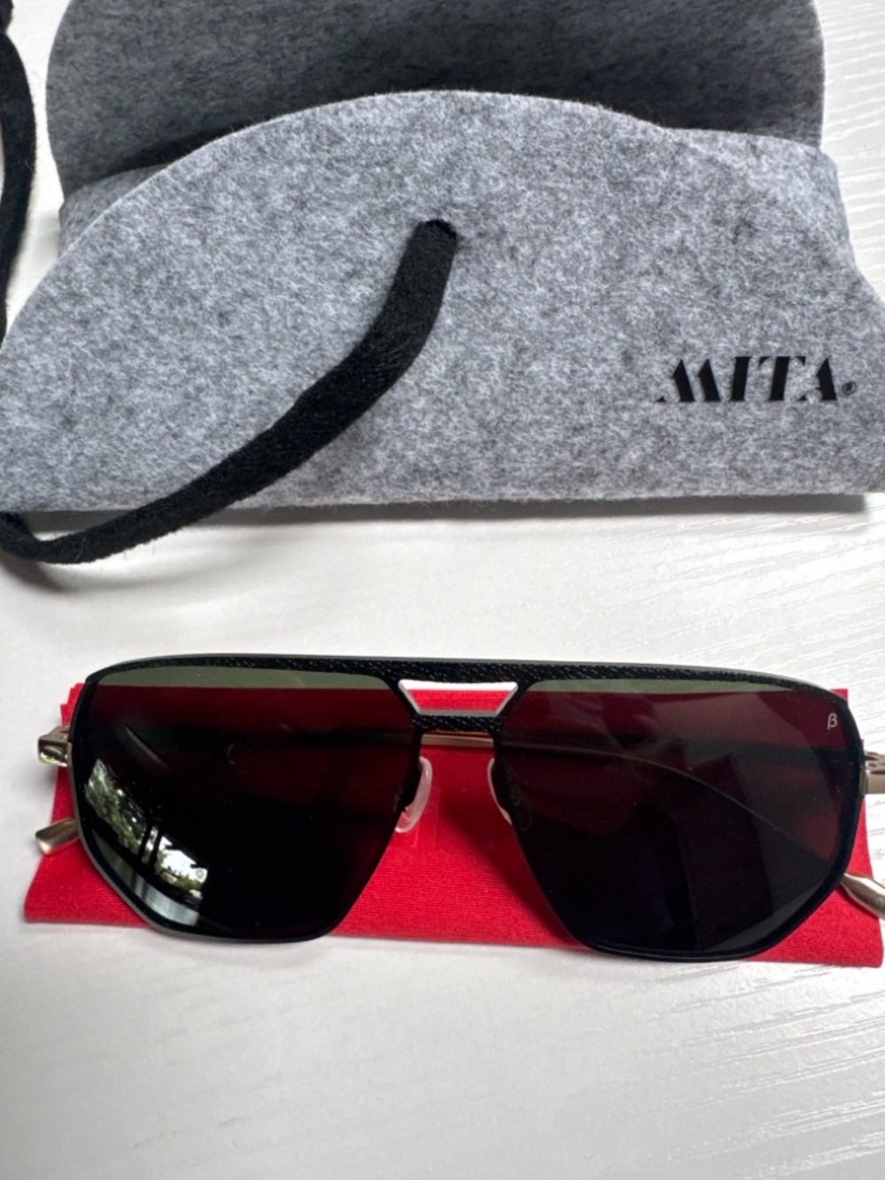 MITA Rectangular Metal Sunglasses Black Minimal Modern Designer Style